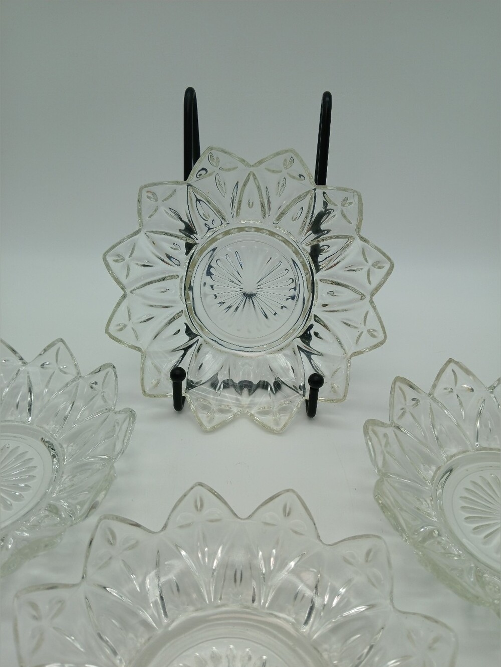 Federal Glass PETAL CLEAR Round Flower Petal Shaped Flared Bowl Set of 6